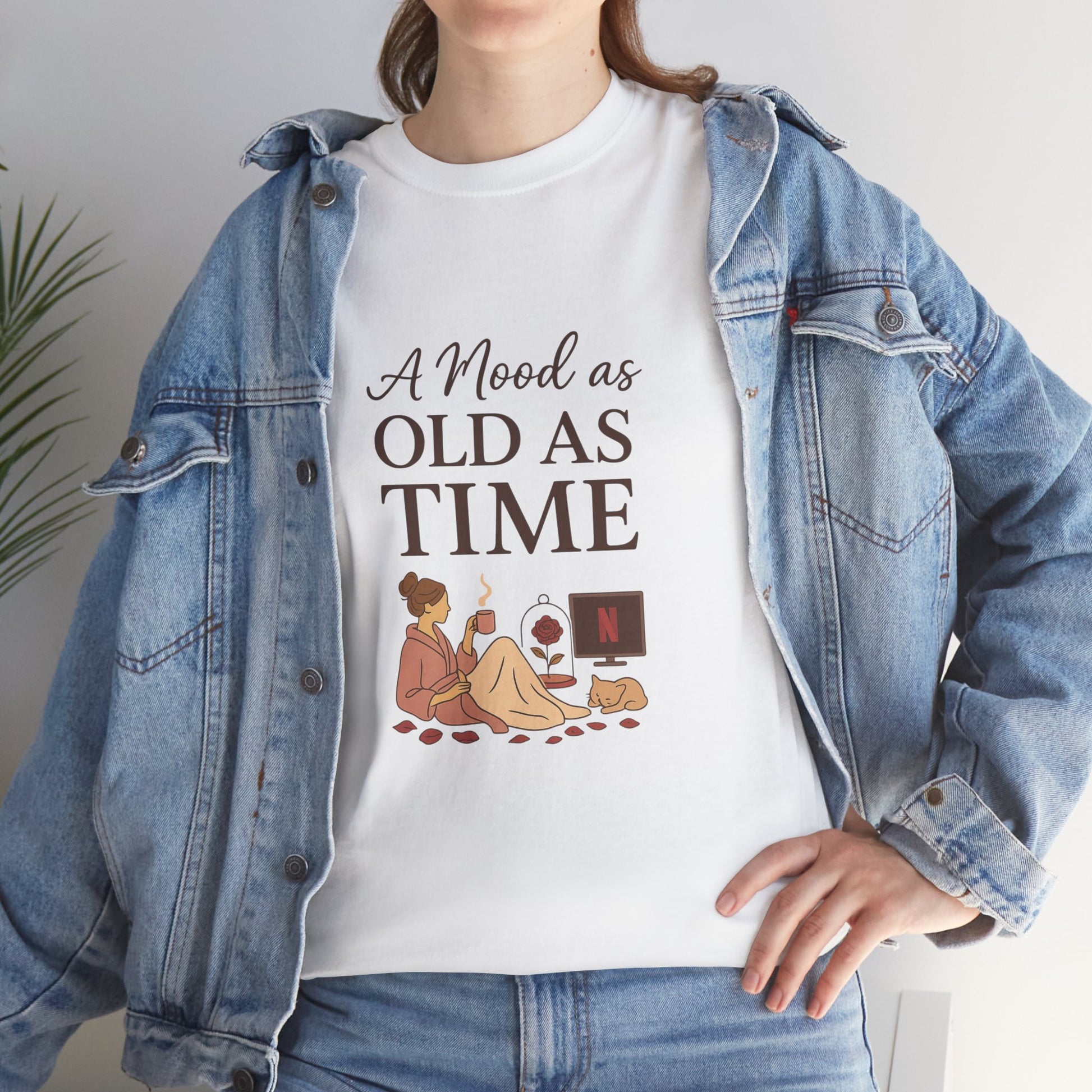 A Mood as Old As Time Tee – Cozy Netflix Shirt, Cat Lover Gift, Unisex Relaxed Fit, Comfort Cotton T-Shirt, Chill Vibes Graphic