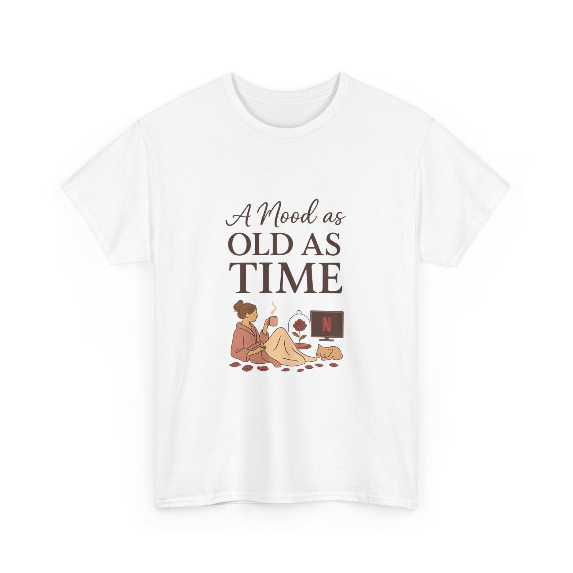 A Mood as Old As Time Tee – Cozy Netflix Shirt, Cat Lover Gift, Unisex Relaxed Fit, Comfort Cotton T-Shirt, Chill Vibes Graphic