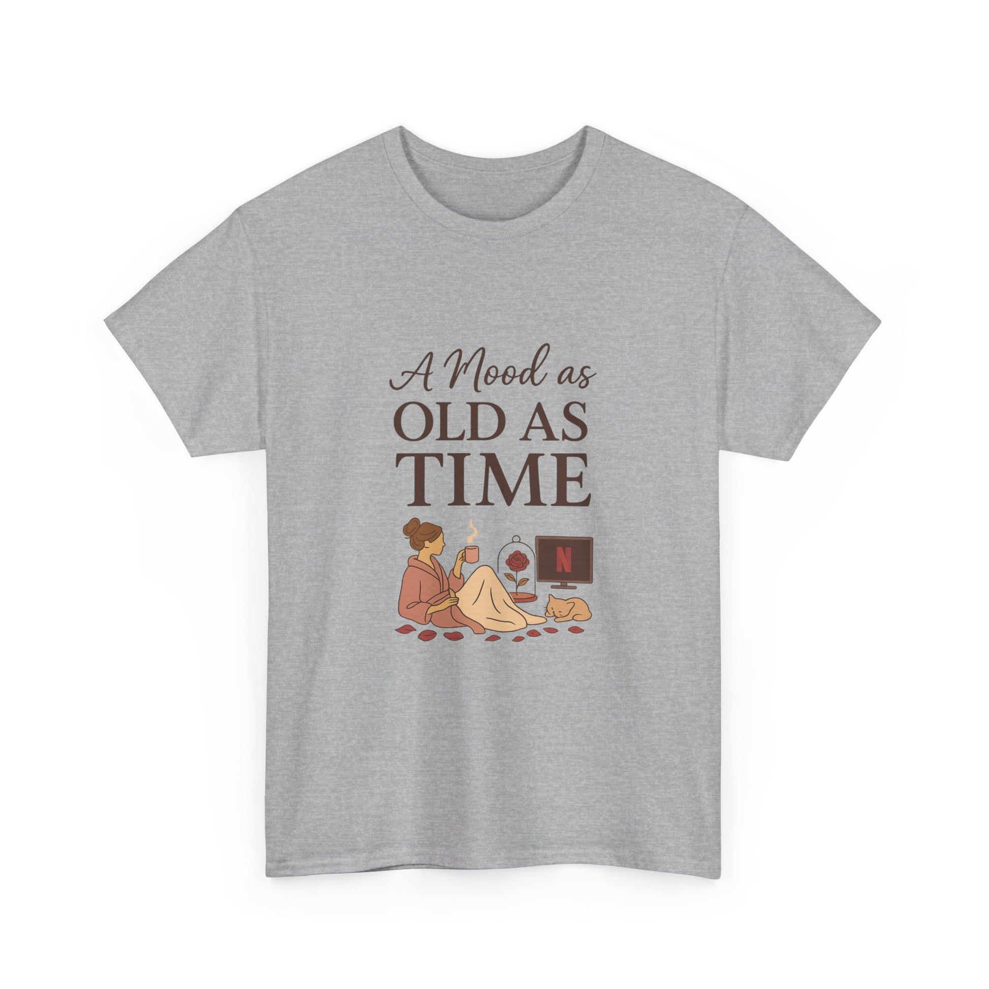 A Mood as Old As Time Tee – Cozy Netflix Shirt, Cat Lover Gift, Unisex Relaxed Fit, Comfort Cotton T-Shirt, Chill Vibes Graphic