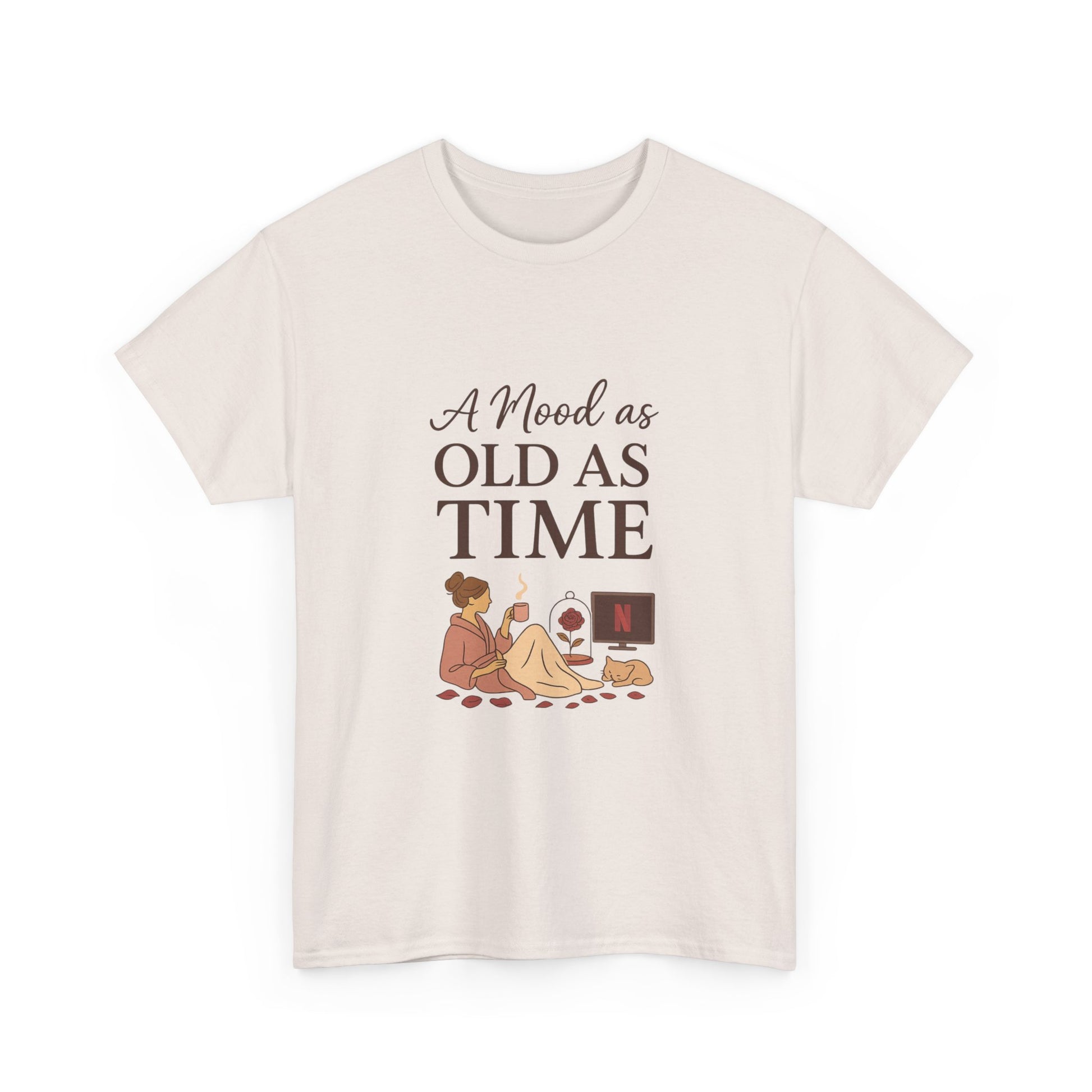 A Mood as Old As Time Tee – Cozy Netflix Shirt, Cat Lover Gift, Unisex Relaxed Fit, Comfort Cotton T-Shirt, Chill Vibes Graphic